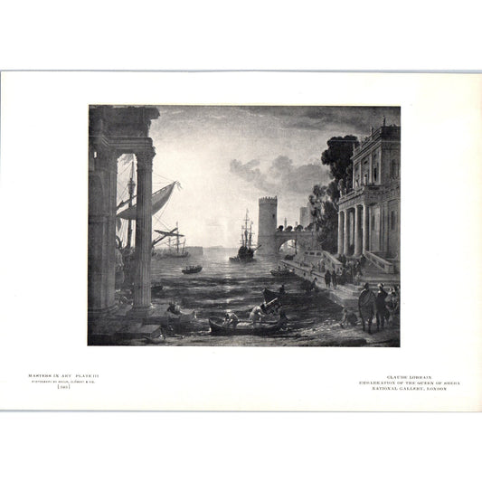 Embarkation of the Queen of Sheba - Claude Lorrain c1905 Art Print D13
