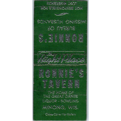 Ronnie's Tavern Minong Wisconsin Vintage Matchbook Cover SD4-Y14