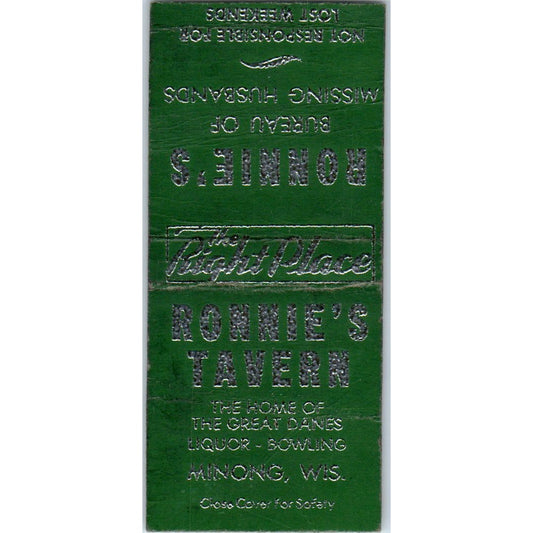 Ronnie's Tavern Minong Wisconsin Vintage Matchbook Cover SD4-Y14