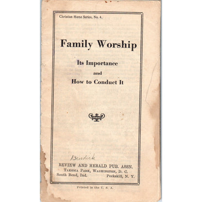 Vintage Christian Home Series No.4 Tract Family Worship Takoma Park AE6