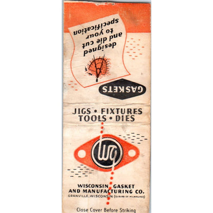 Wisconsin Gasket and Manufacturing Company Vintage Matchbook Cover SD4-Y17