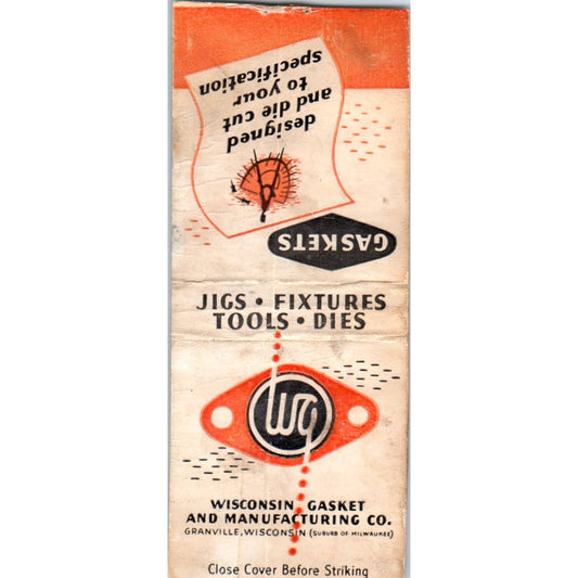 Wisconsin Gasket and Manufacturing Company Vintage Matchbook Cover SD4-Y17