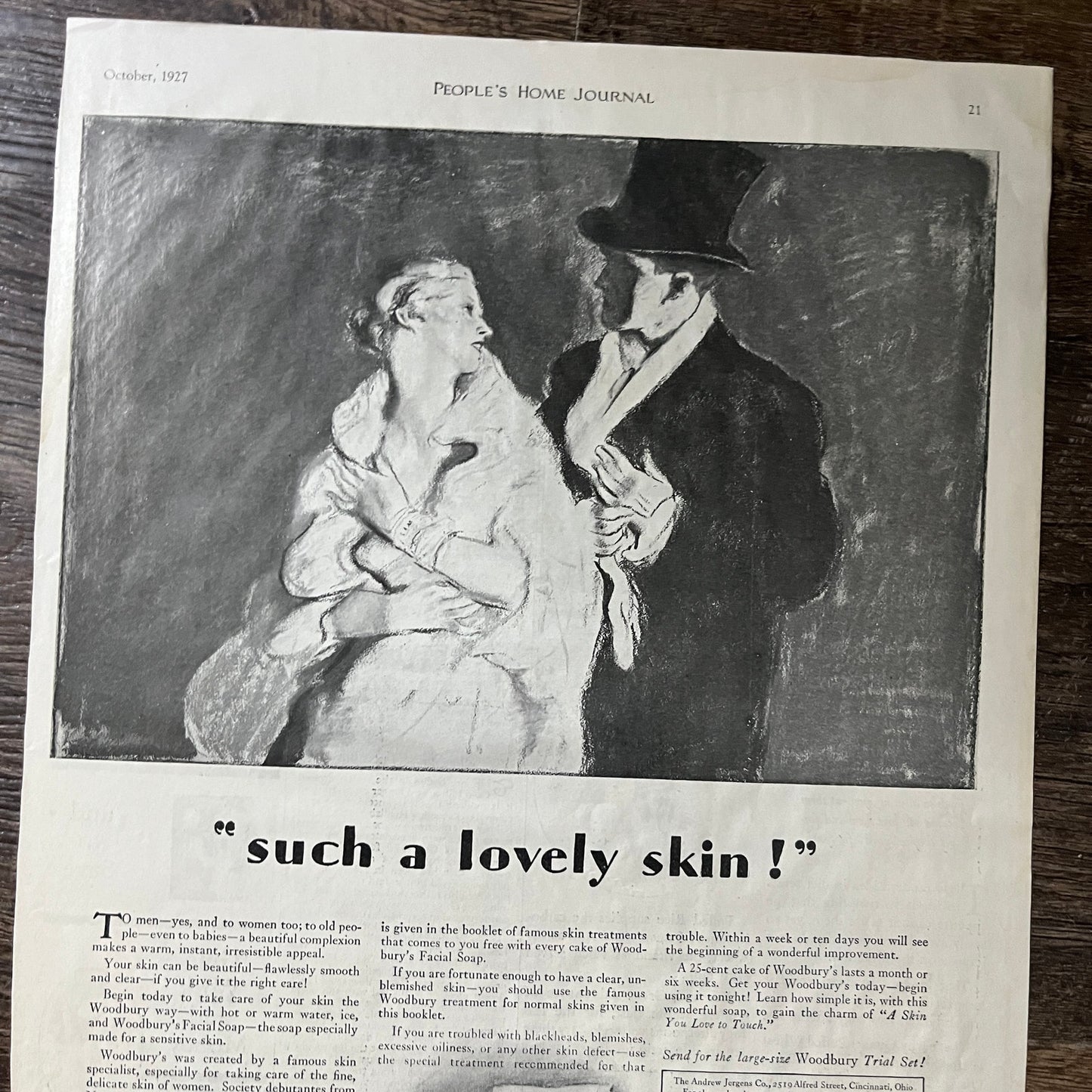 1927 Woodbury's Facial Soap Andrew Jergens Co Magazine Ad 10x14 V7