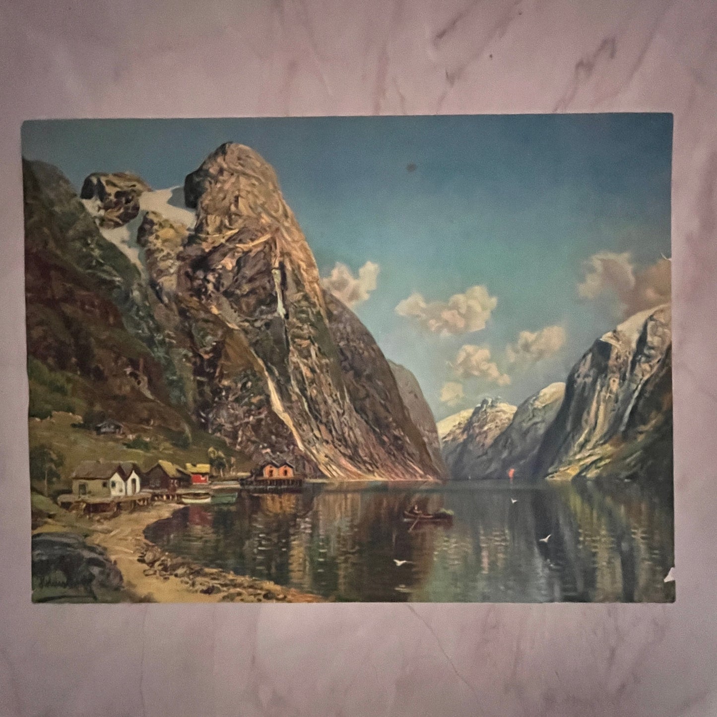 Summer Day with Ferry Boats Naeroyfjord Adelsteen Normann 12x16" Art Print FL1