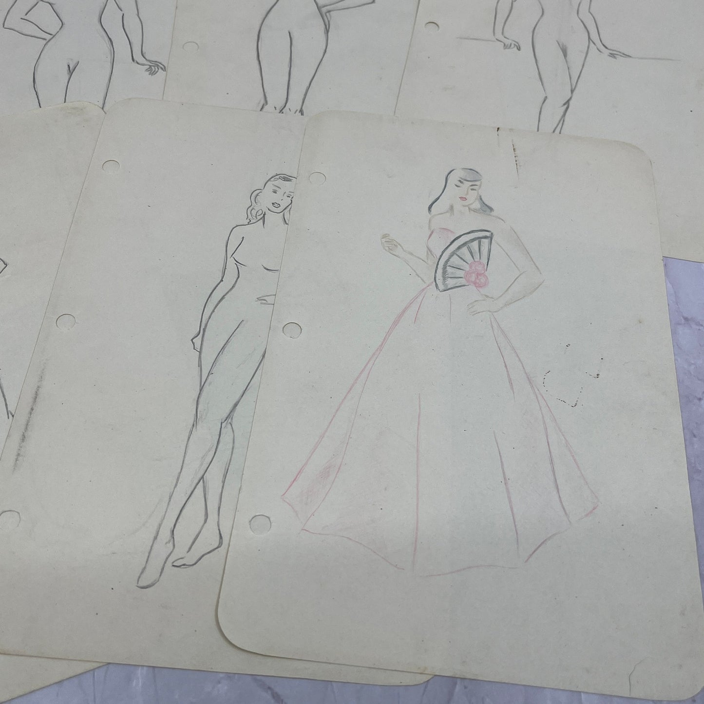 1940s Lot of 15 Art Student 5x8 Female Figural Sketches Winifred Schutsky TC5