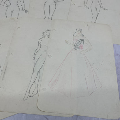 1940s Lot of 15 Art Student 5x8 Female Figural Sketches Winifred Schutsky TC5