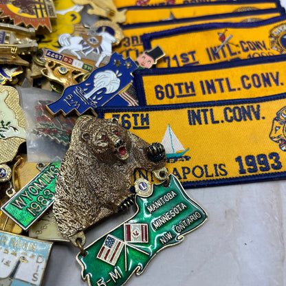 Lions Club Huge Lot Hundreds of Vintage Pins Buttons Patches and More 10+ Pounds