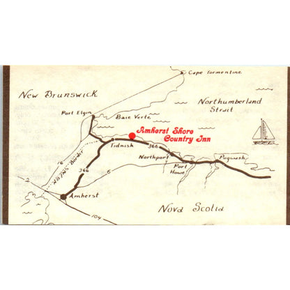 Amherst Shore Country Inn Restaurant Nova Scotia Vintage Business Card SD8-B6