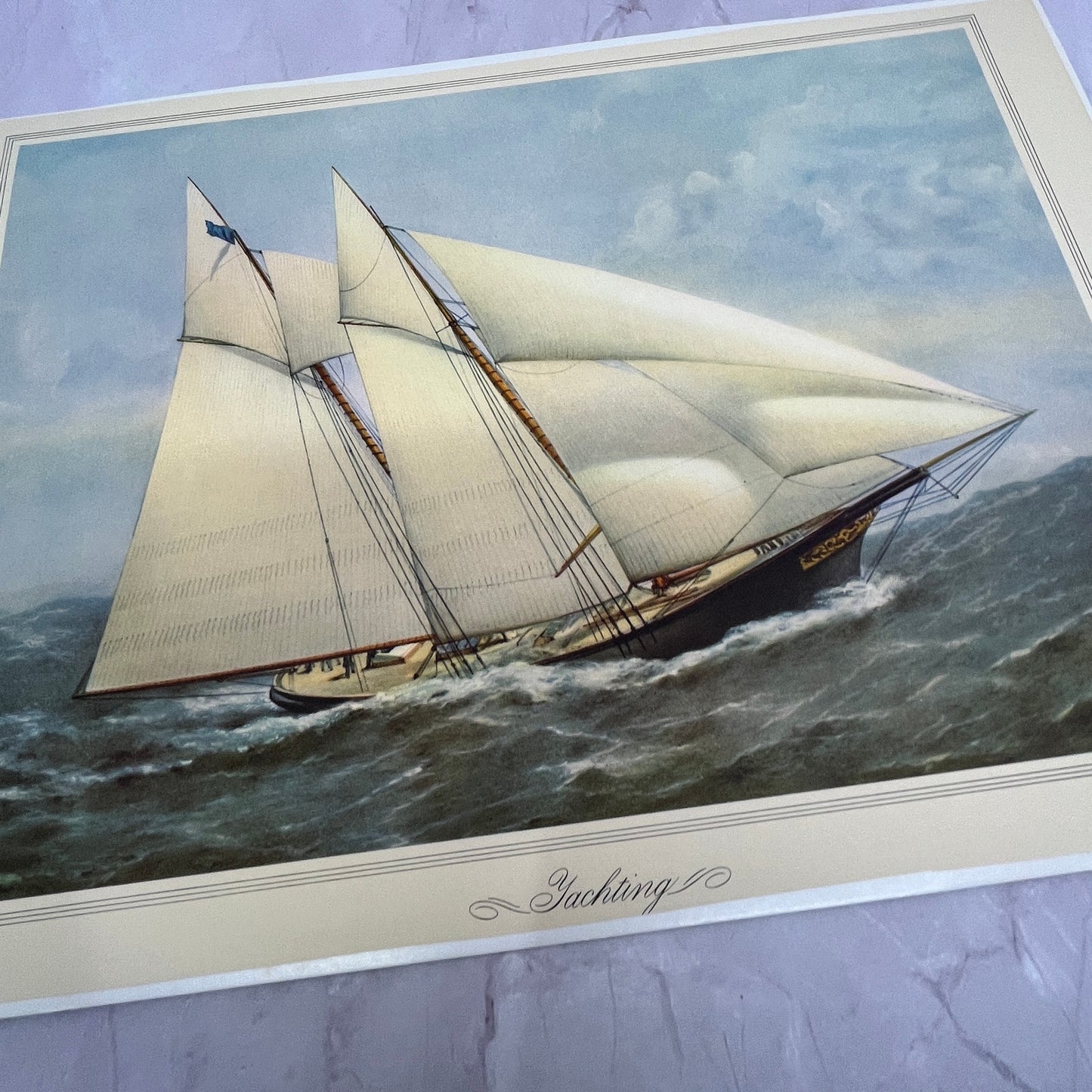 T. G. Dutton "Yachting" 1866 Lithograph Vintage 9.5x11" Art Print V21