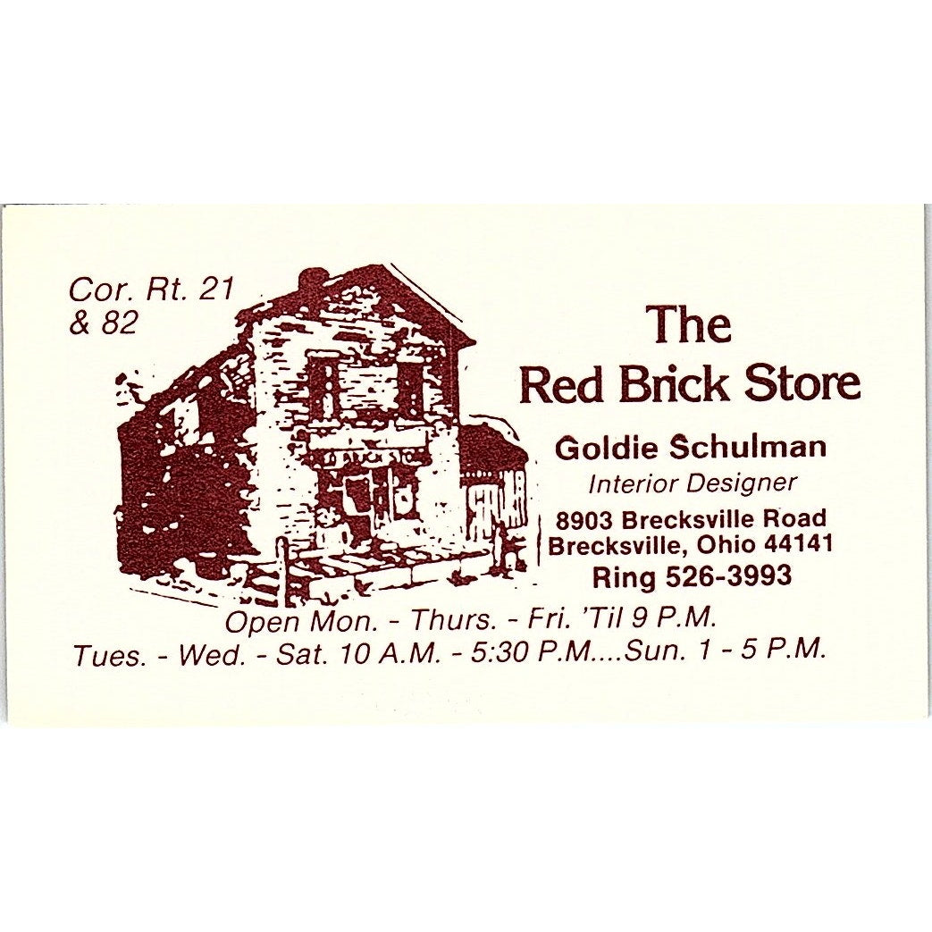 The Red Brick Store Goldie Schulman Brecksville Ohio Business Card SF3-B3