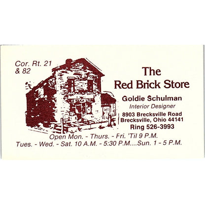 The Red Brick Store Goldie Schulman Brecksville Ohio Business Card SF3-B3