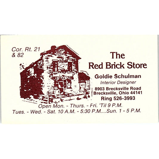 The Red Brick Store Goldie Schulman Brecksville Ohio Business Card SF3-B3