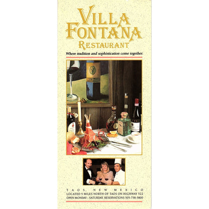 Villa Fontana Restaurant Taos NM Vintage Tourist Travel Leaflet TH2-TB1