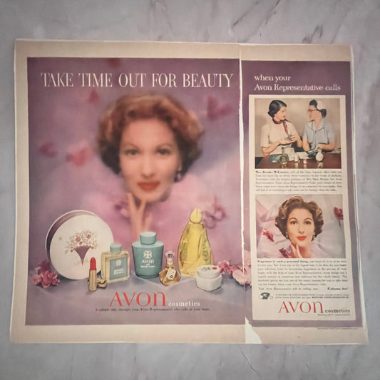 1955 Avon Cosmetics Ad 13x15" Art Print FL1