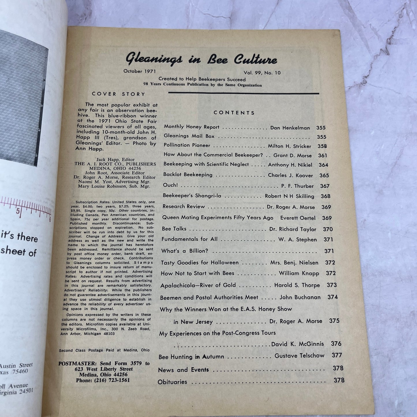 1971 Oct - Gleanings in Bee Culture Magazine - Bees Beekeeping Honey M33