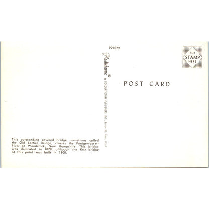 Pemigewasset River Bridge Woodstock NH Vintage Covered Bridge Postcard PD6