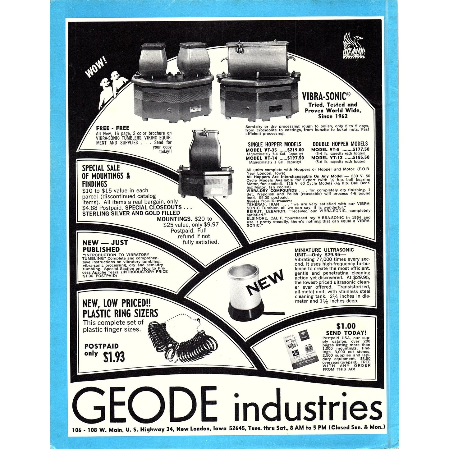 Geode Industries Lapidary New London Iowa 1972 Ad AF8-3