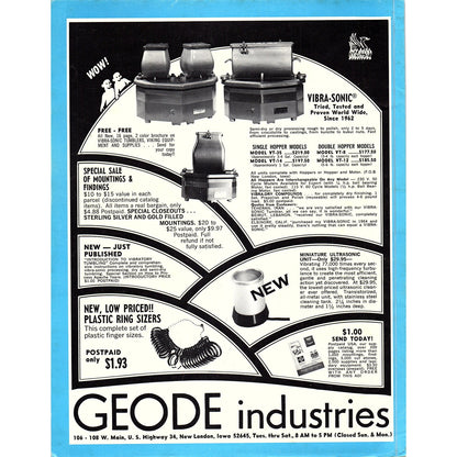 Geode Industries Lapidary New London Iowa 1972 Ad AF8-3