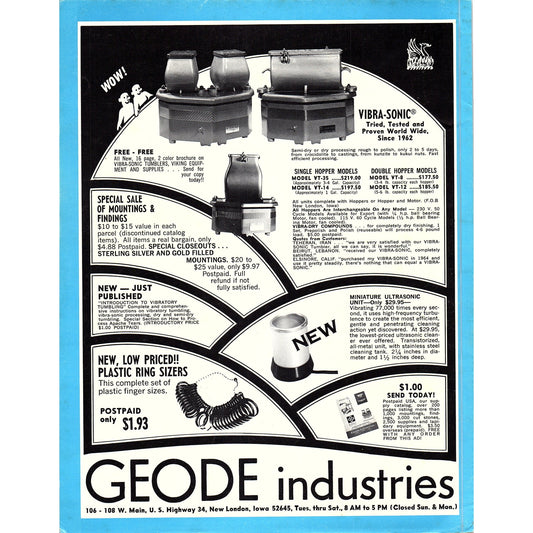 Geode Industries Lapidary New London Iowa 1972 Ad AF8-3