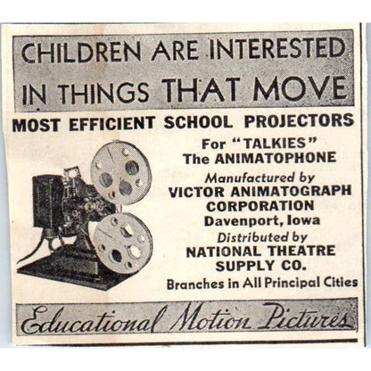 Educational Motion Pictures National Theatre Supply 1930s Advertisement AE4-I2