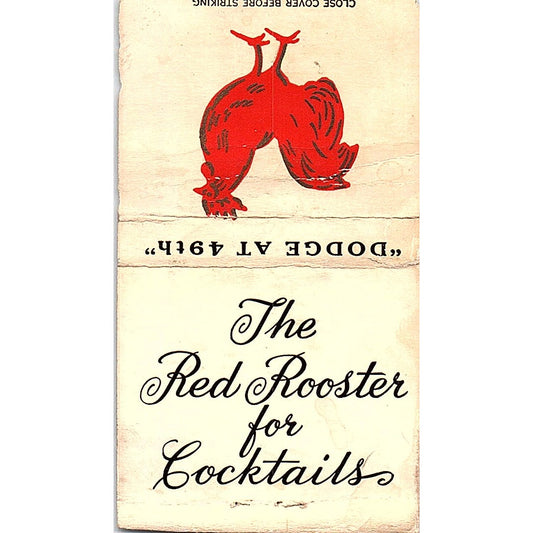 The Red Rooster, Hilltop House Omaha NE Vintage Matchbook Cover TH2-Y4