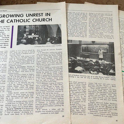 Growing Unrest in the Catholic Church 3 Pages 1967 Article AG1-15