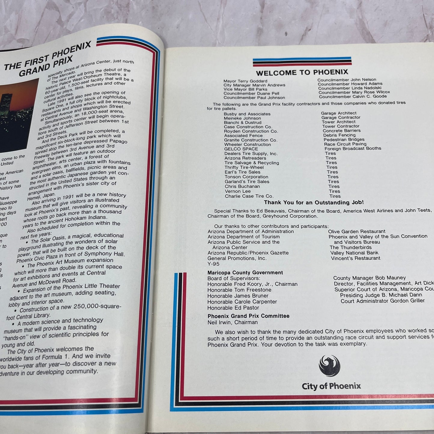 1989 Formula 1 Iceberg USA Grand Prix Phoenix Souvenir Program TA9-E2