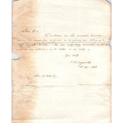 1818 Original Handwritten Letter J.R. Ingersoll - John M. Scott Esq Ad D18