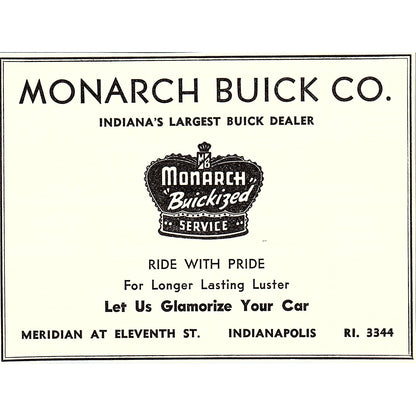 Monarch Buick Co Indianapolis IN 1947 Ad AF6-21