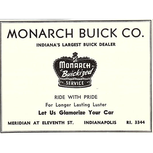 Monarch Buick Co Indianapolis IN 1947 Ad AF6-21