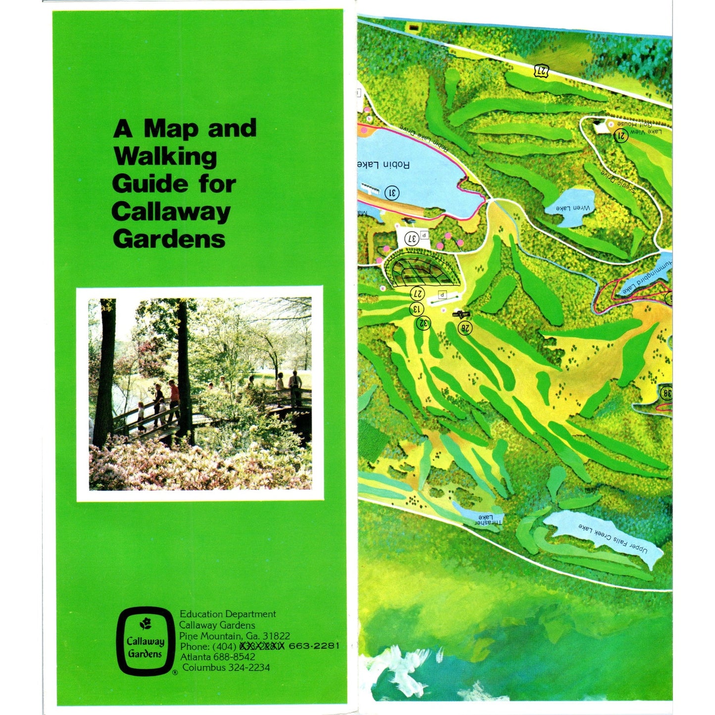 Vintage Callaway Gardens Map and Walking Guide Pine Mountain GA Brochure TF4-B4