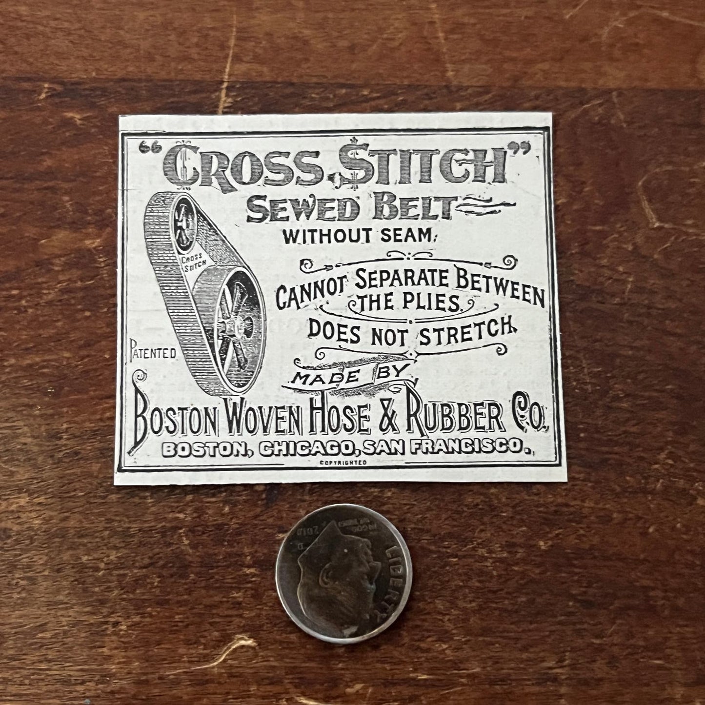 Boston Woven Hose and Rubber Co Cross Stitch Sewed Belt Advertisement AD8-P29