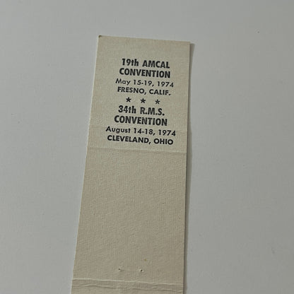 Long Beach Matchcover Club 1974 Convention Fresno Vintage Matchbook MB59-4