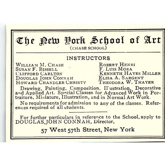The New York School of Art Chase School Douglas John Connah - 1904 Ad AF5-6