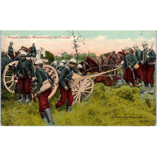 WWI French Artillery Maneuvering for Position Vintage Postcard PD9
