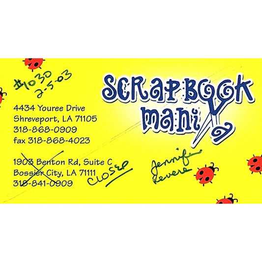 Scrapbook Mania Jennifer Revere Shreveport LA Vintage Business Card SC9-B10