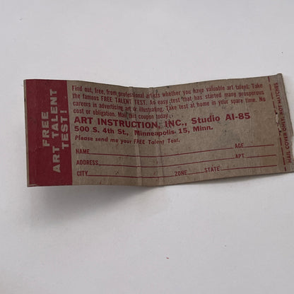 Art Instruction Inc Minneapolis MN Vintage Matchbook Cover TB8-MB-13