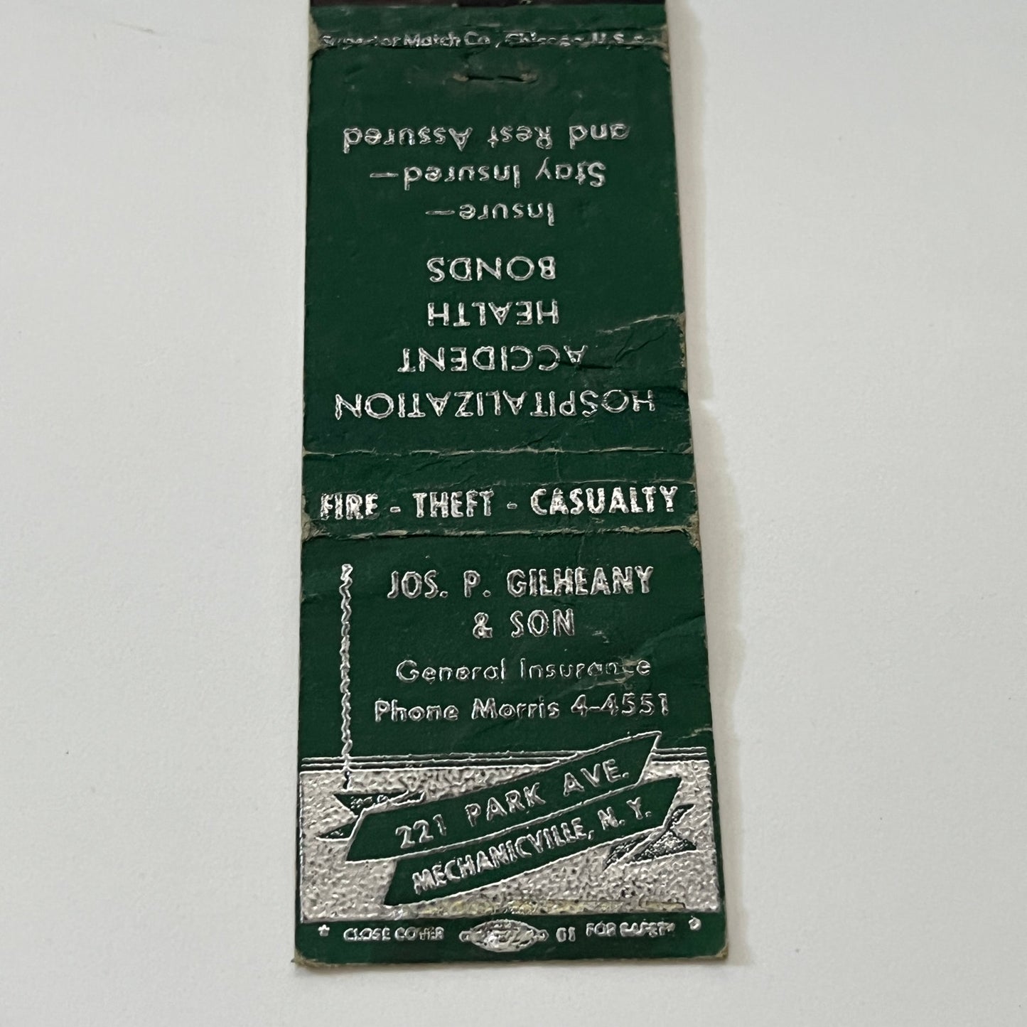 Jos. P. Gilheany & Son Mechanicsville PA Vintage Matchbook Cover TB6-MB1-14
