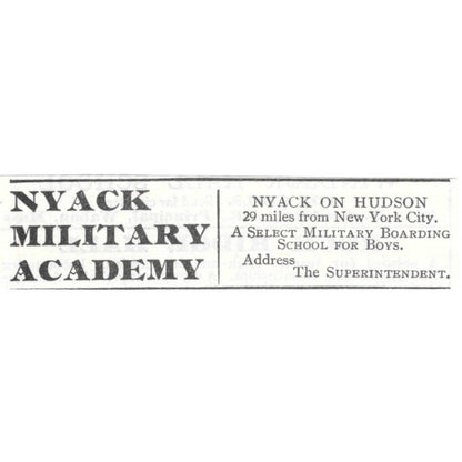 Nyack Military Academy Nyack on Hudson NY 1903 Magazine Ad AF7-SS5