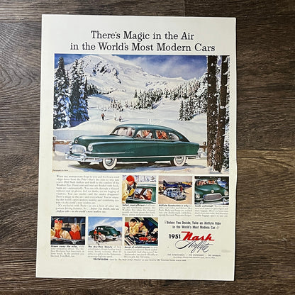 1951 Green Nash Airflyte Magic In The Air Car Magazine Ad 10x13 V3