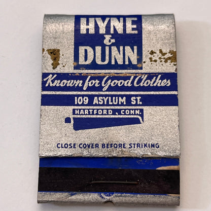 Hyne & Dunn Clothes Hartford CT Vintage Matchbook Cover TB8-MB3-10