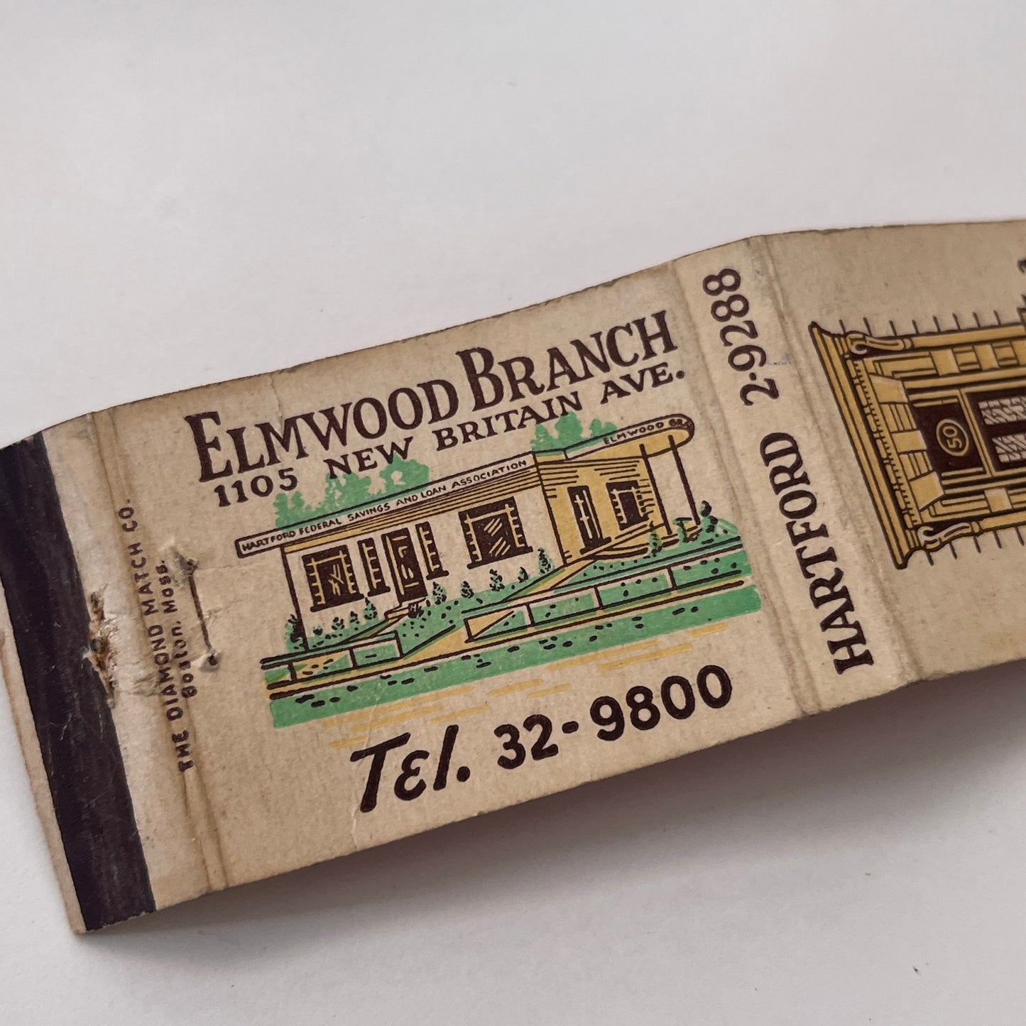 Elmwood Branch Hartford CT Vintage Matchbook Cover MM3-2