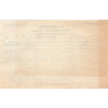 AmA Cramer Dry Goods Norwich CT 1925 Original Billhead Letterhead Receipt D8-LL