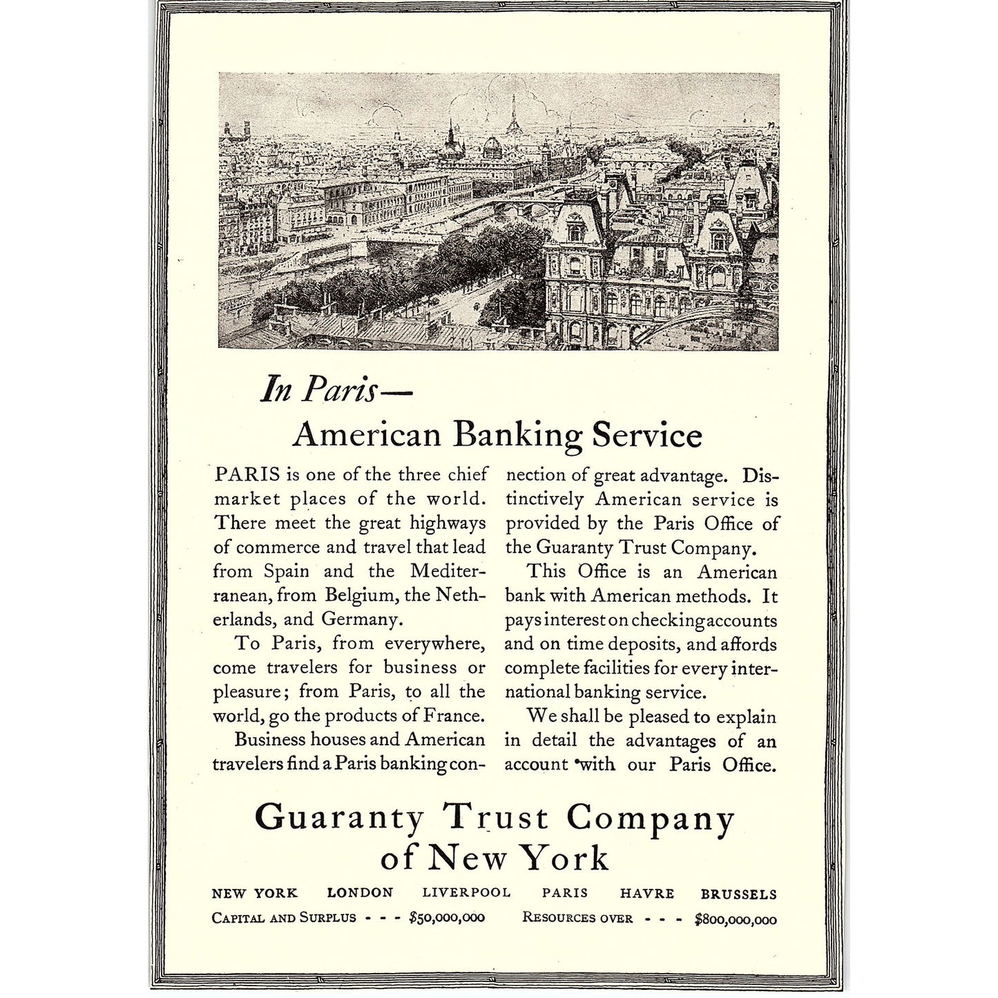 Guaranty Trust Company of New York c1920 Ad AF8-9