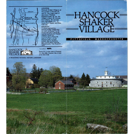 Vintage Hancock Shaker Village Pittsfield Fold Out Travel Brochure TF4-B3