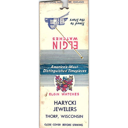 Harycki Jewelers Elgin Watches Thorp WI Vintage Matchbook Cover SF3-Y4