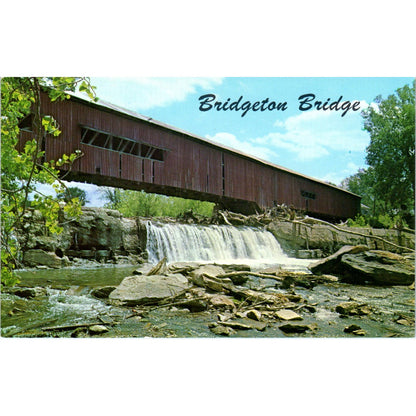 Bridgeton Bridge Parke County Indiana Vintage Covered Bridge Postcard PD6