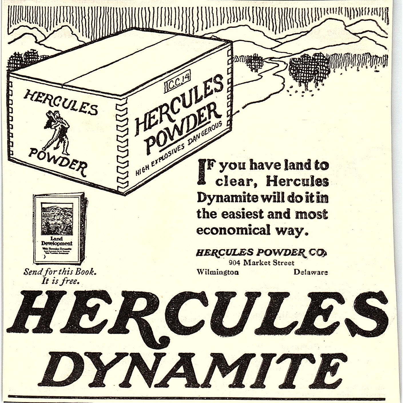 Hercules Dynamite Hercules Power Co Wilmington DE 1924 Ad AG3-H2