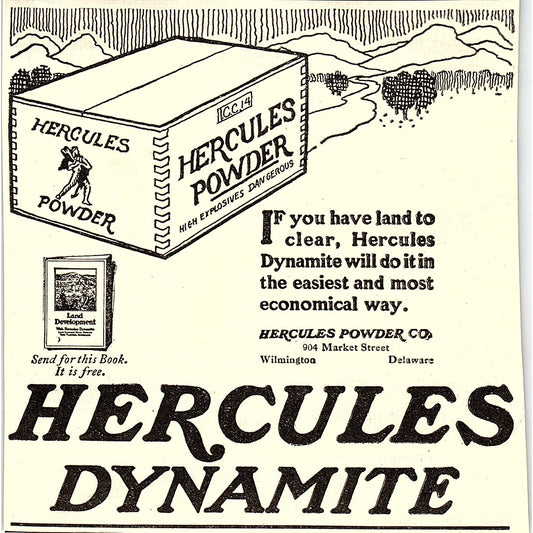 Hercules Dynamite Hercules Power Co Wilmington DE 1924 Ad AG3-H2