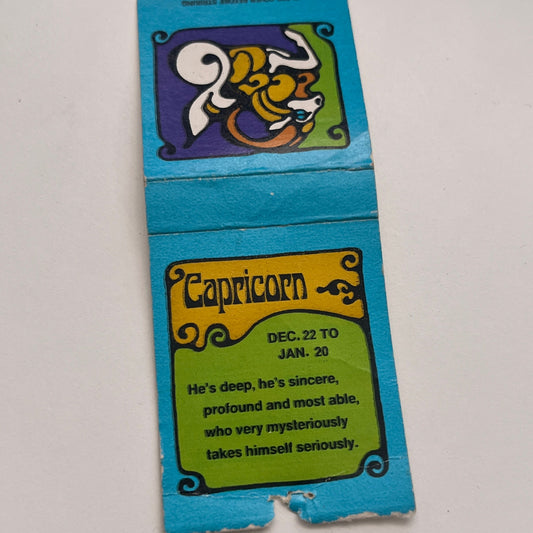 1960s Capricorn Horoscope Zodiac Astrology Vintage Matchbook Cover TB8-MB-4